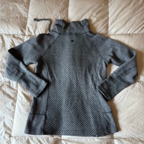Prana Lucia Gray Cowl Neck Sweater with Button Accents - Picture 3 of 7